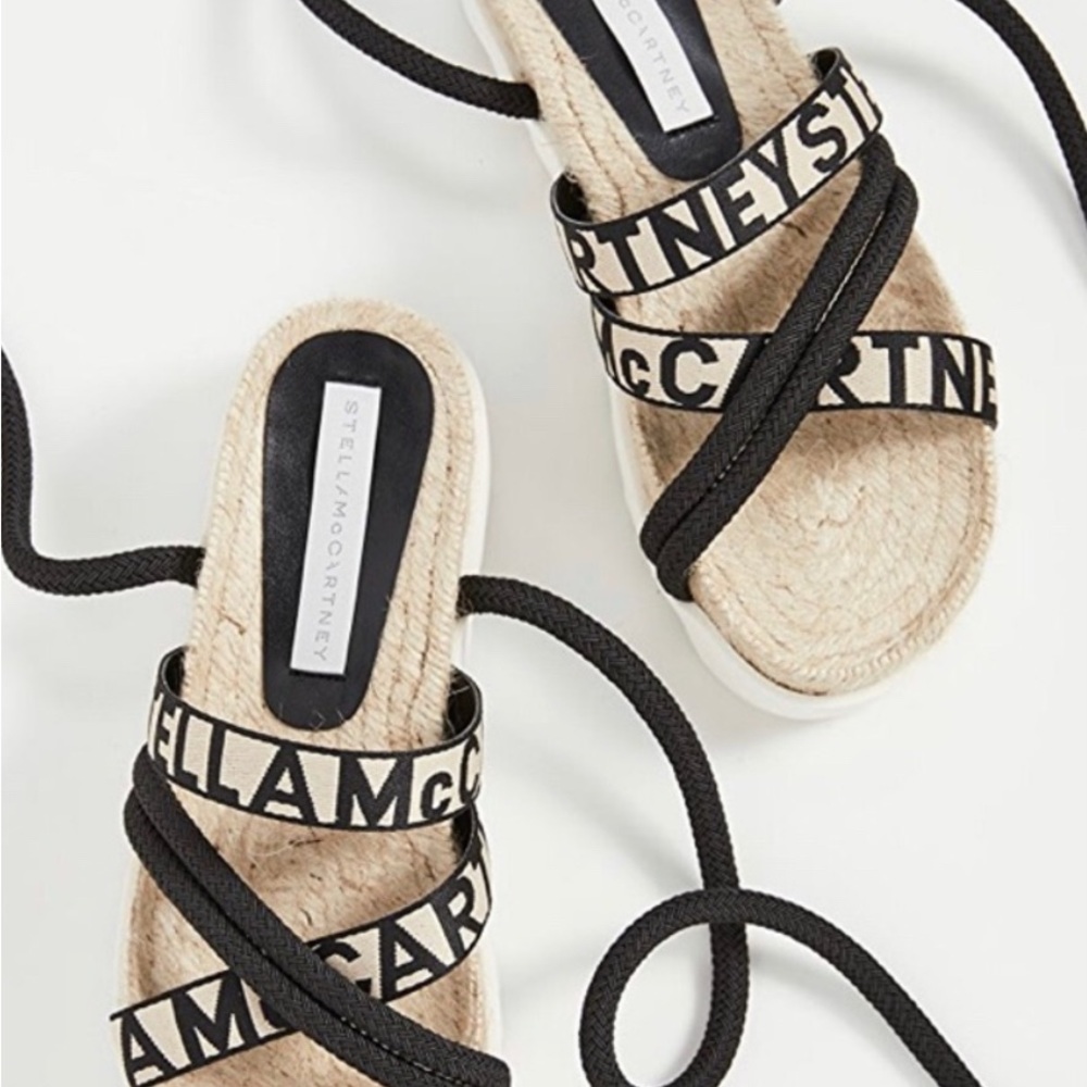 Stella McCartney Black and Cream Espadrille Sandals